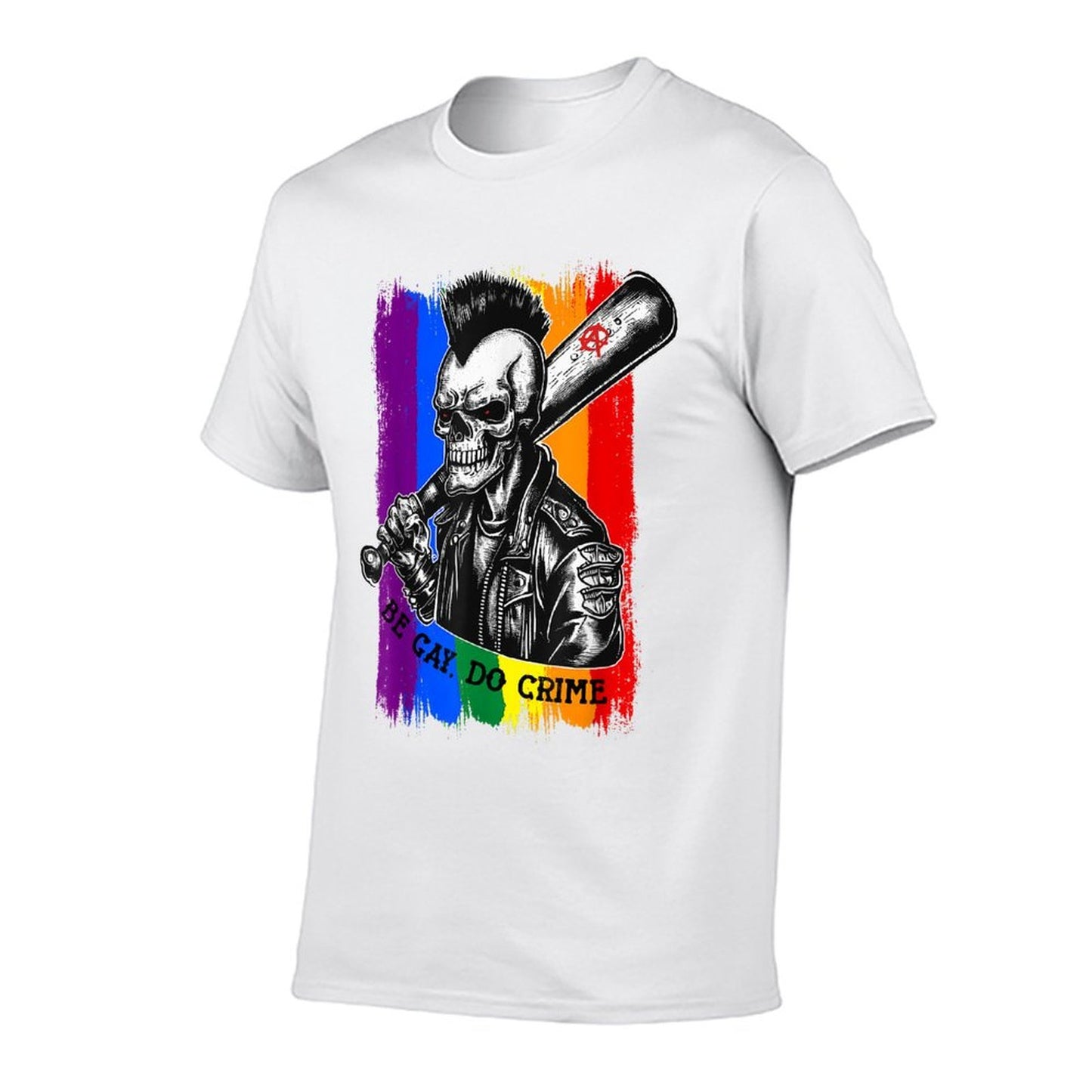 BE GAY DO CRIME Skull Queer Punk Queercore Rainbow Meme Moisture-wicking T-Shirt