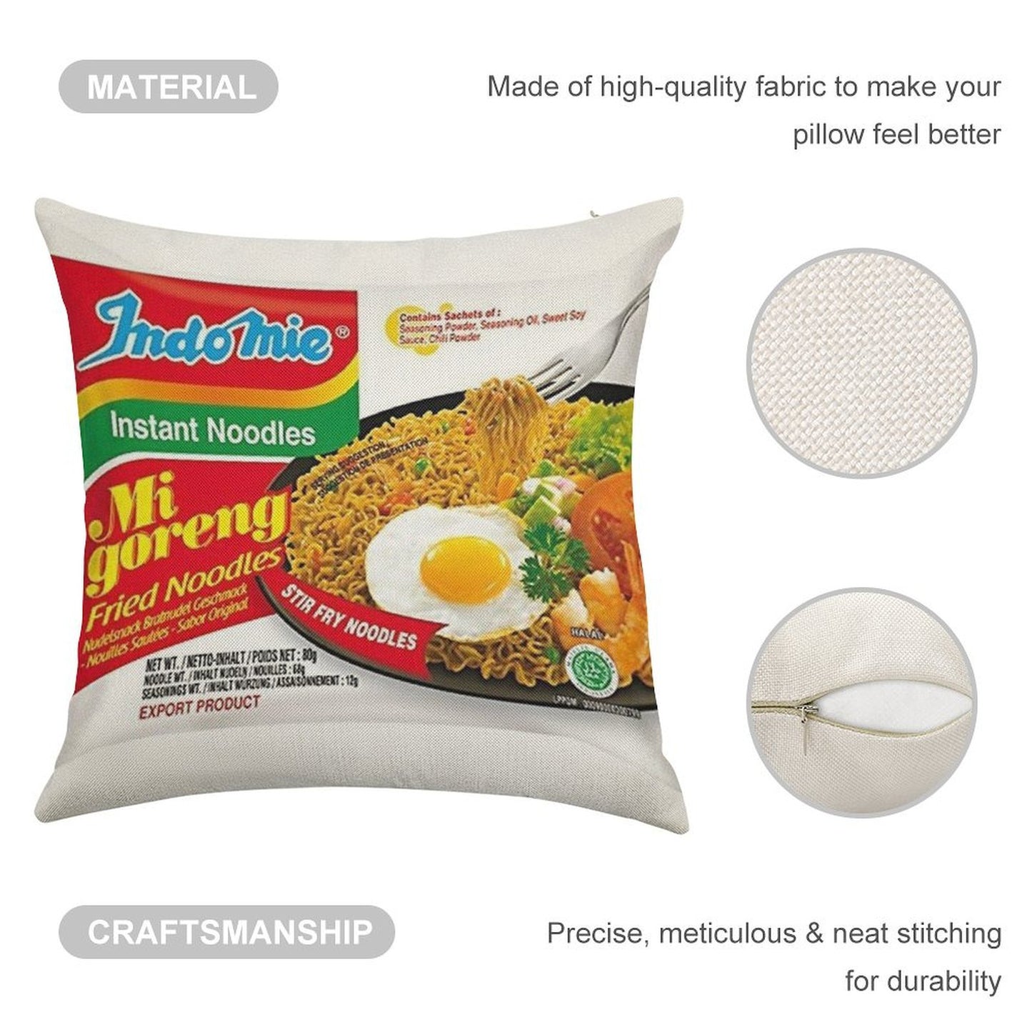 Indomie Original Flavour Linen Throw Pillow Cover