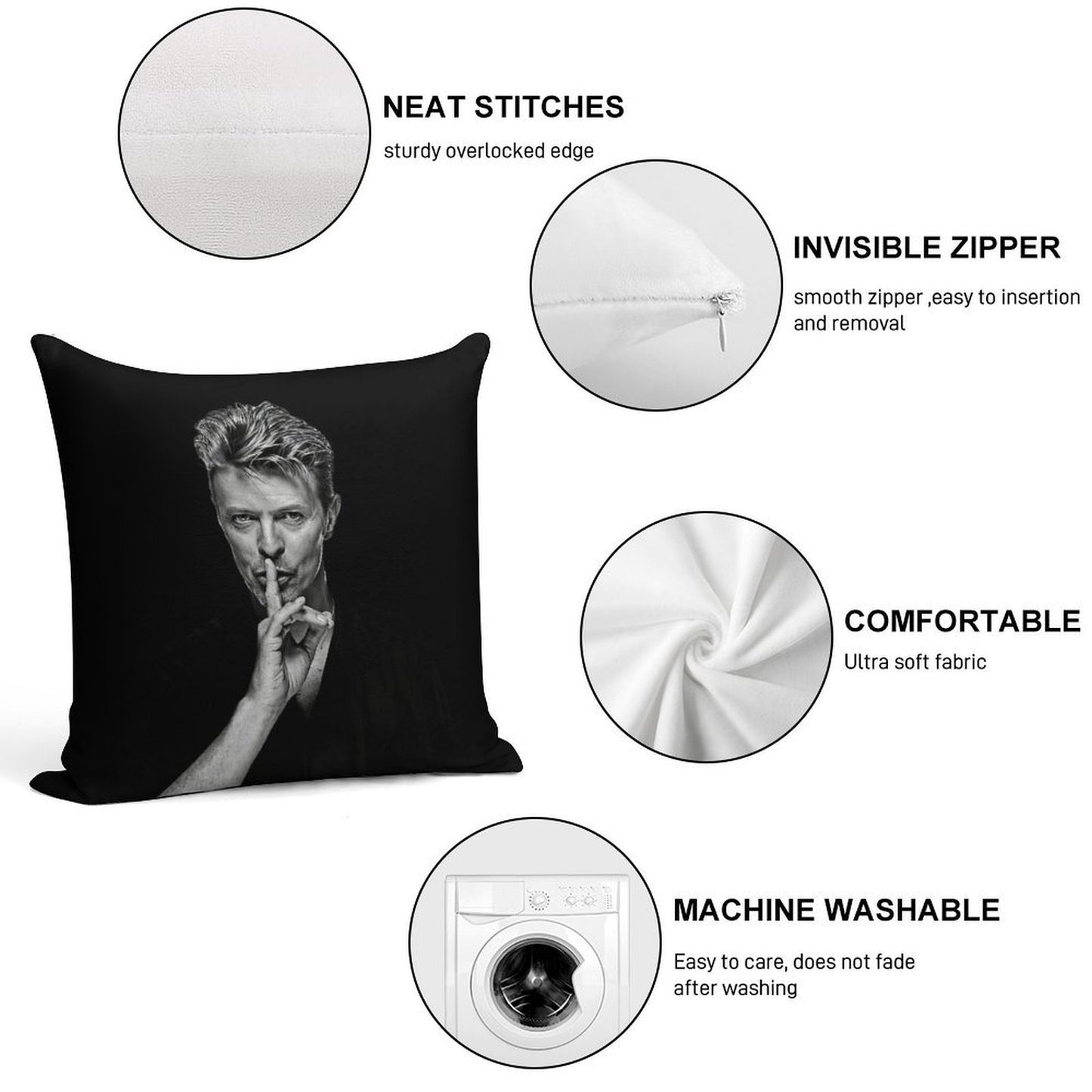 David Bowie Soft Warmth Comfort Throw Pillow