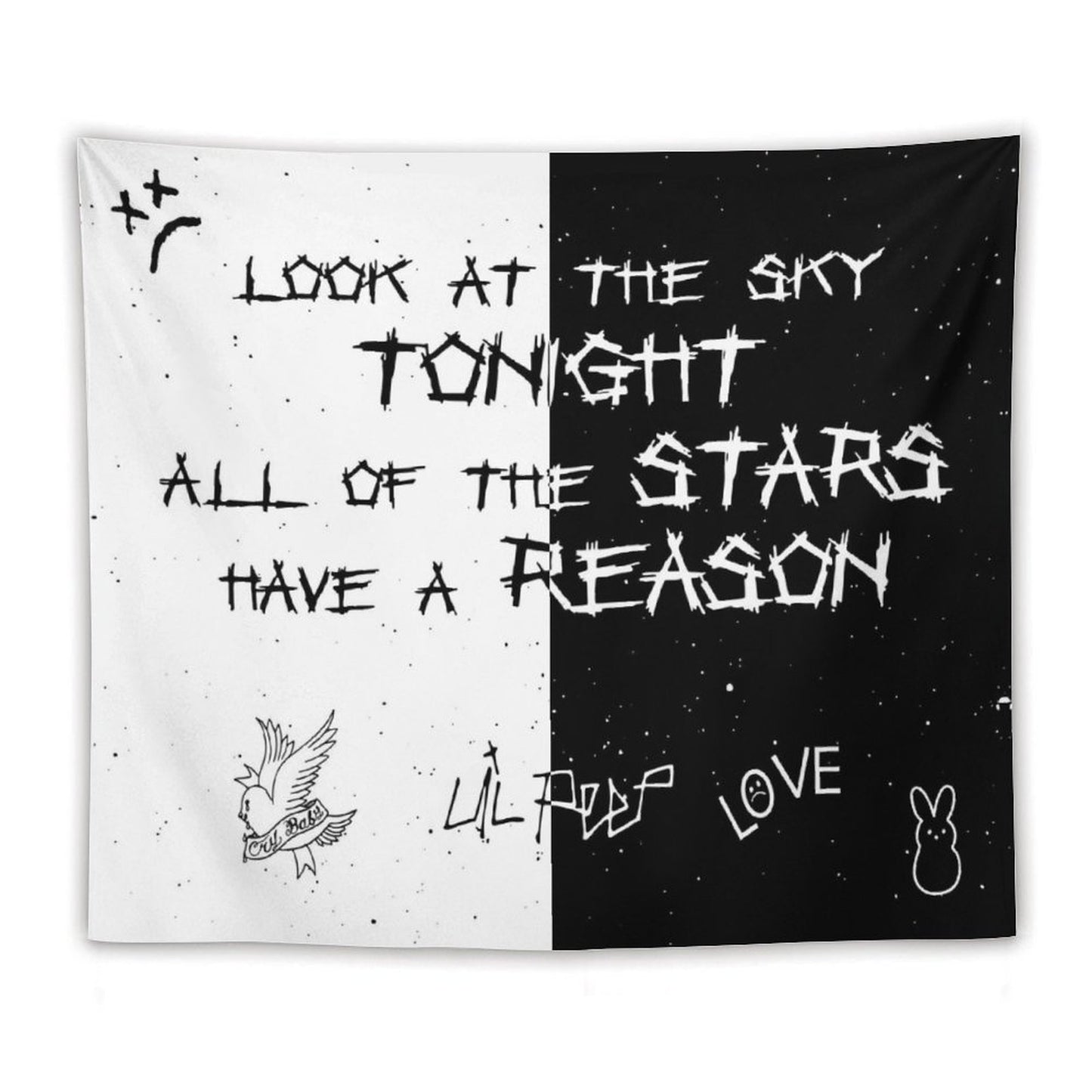 Lil Peep White And Black Star Tapestry