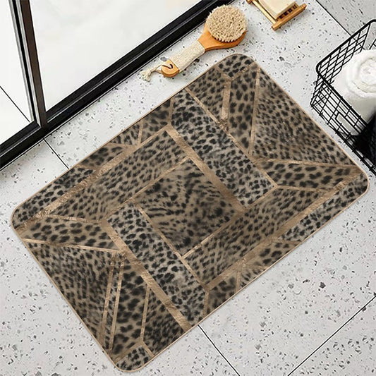 Leopard Fur Texture Geometric Pattern Bath Mat