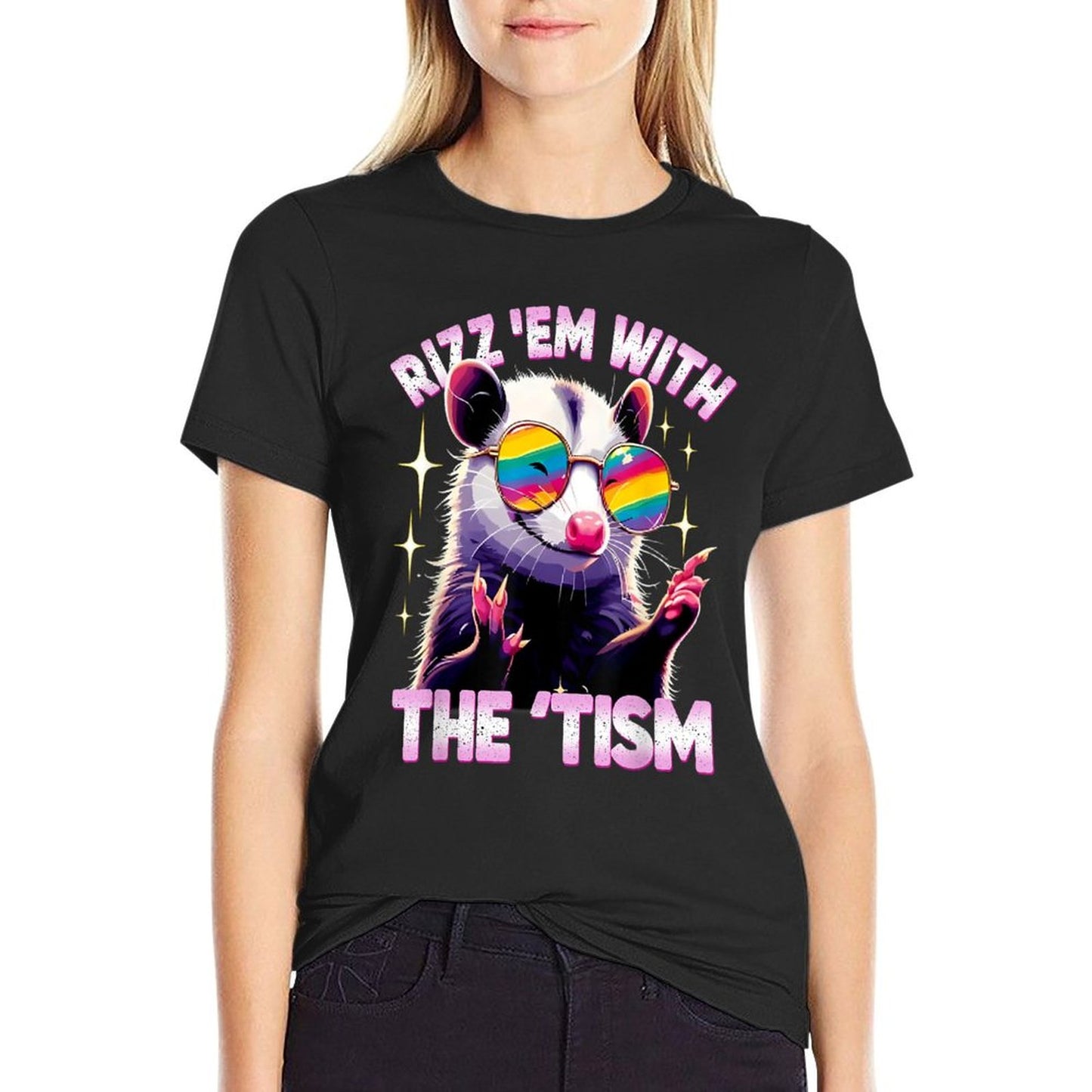 Autism Opossum Funny Rizz Em With The Tism Meme Autistic T-Shirt