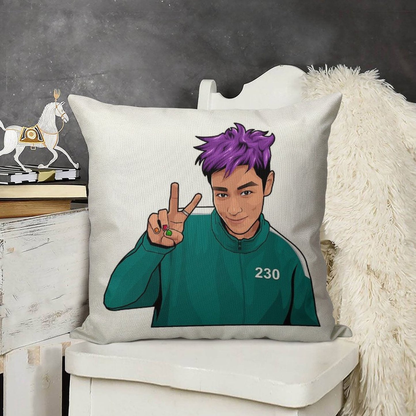 Thanos Squid Game Linen Throw Pillow Cover