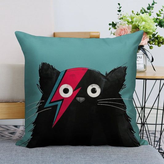 Cat Bowie Linen Throw Pillow Cover