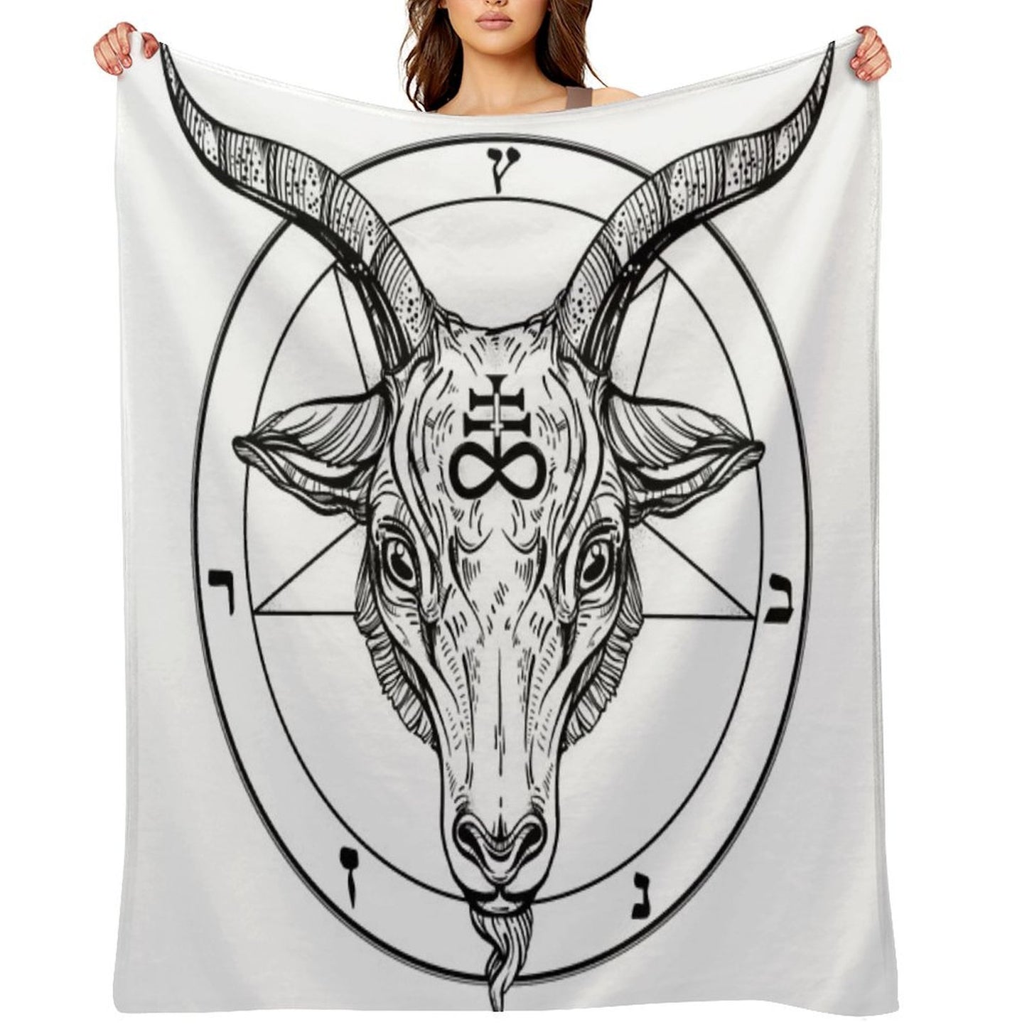 Baphomet Goat Head with Pentagram Occult Symbolism Or Satanist Symbols Throw Blanket