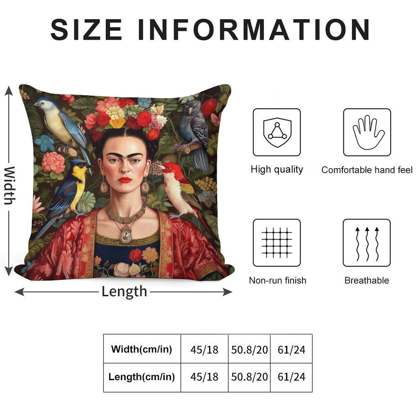 Frida Kahlo 7 Soft High-Density Material Throw Pillow