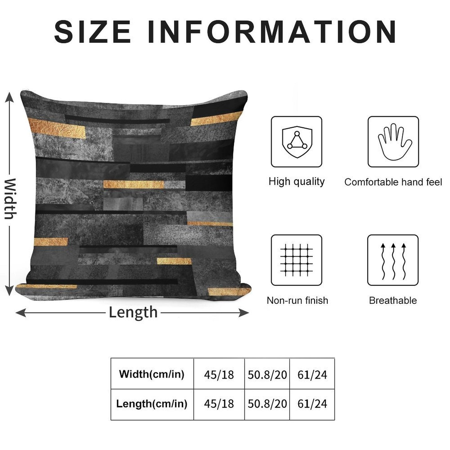 Urban Black & Gold Soft Fade-Resistant Throw Pillow