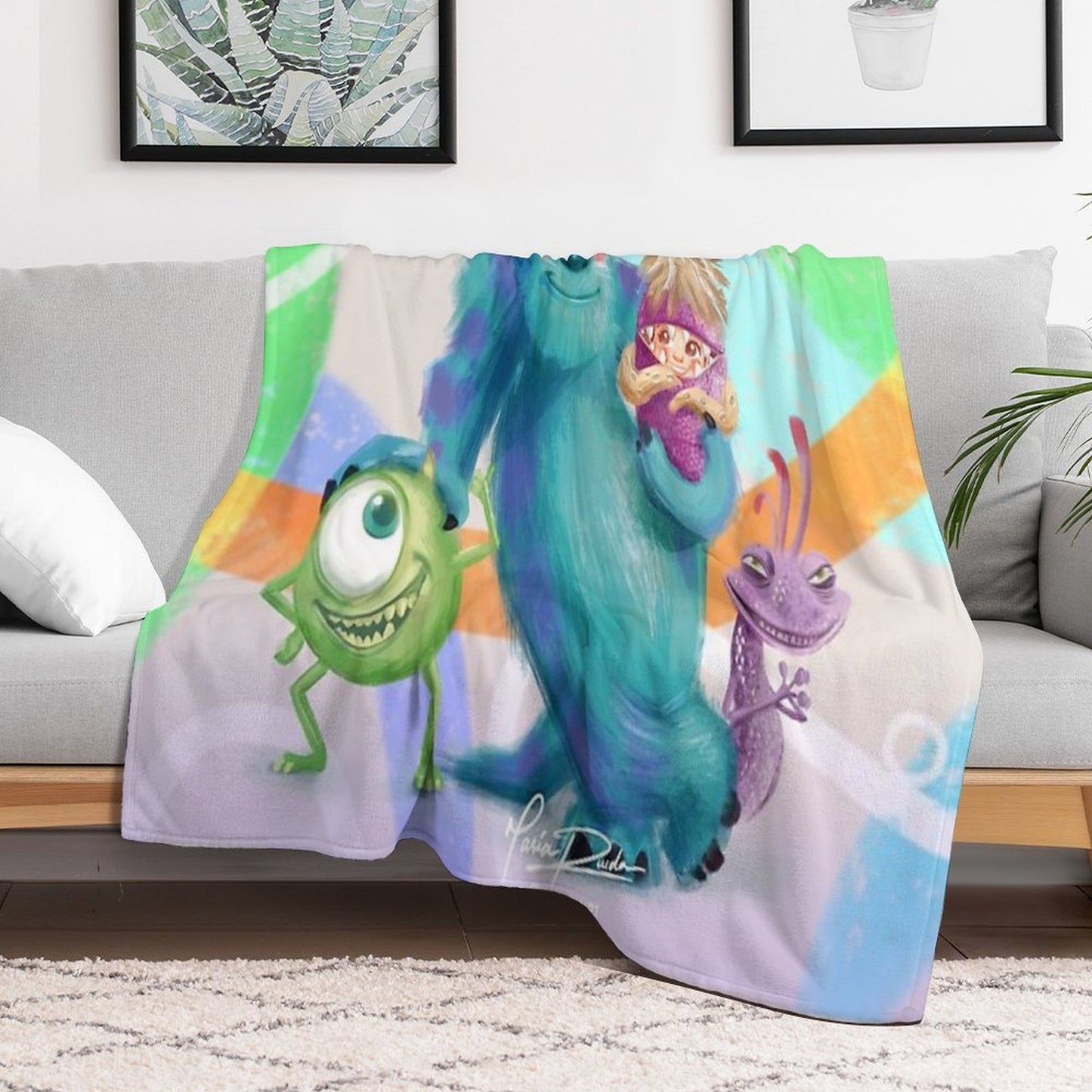 Monsters Inc Fanart Throw Blanket