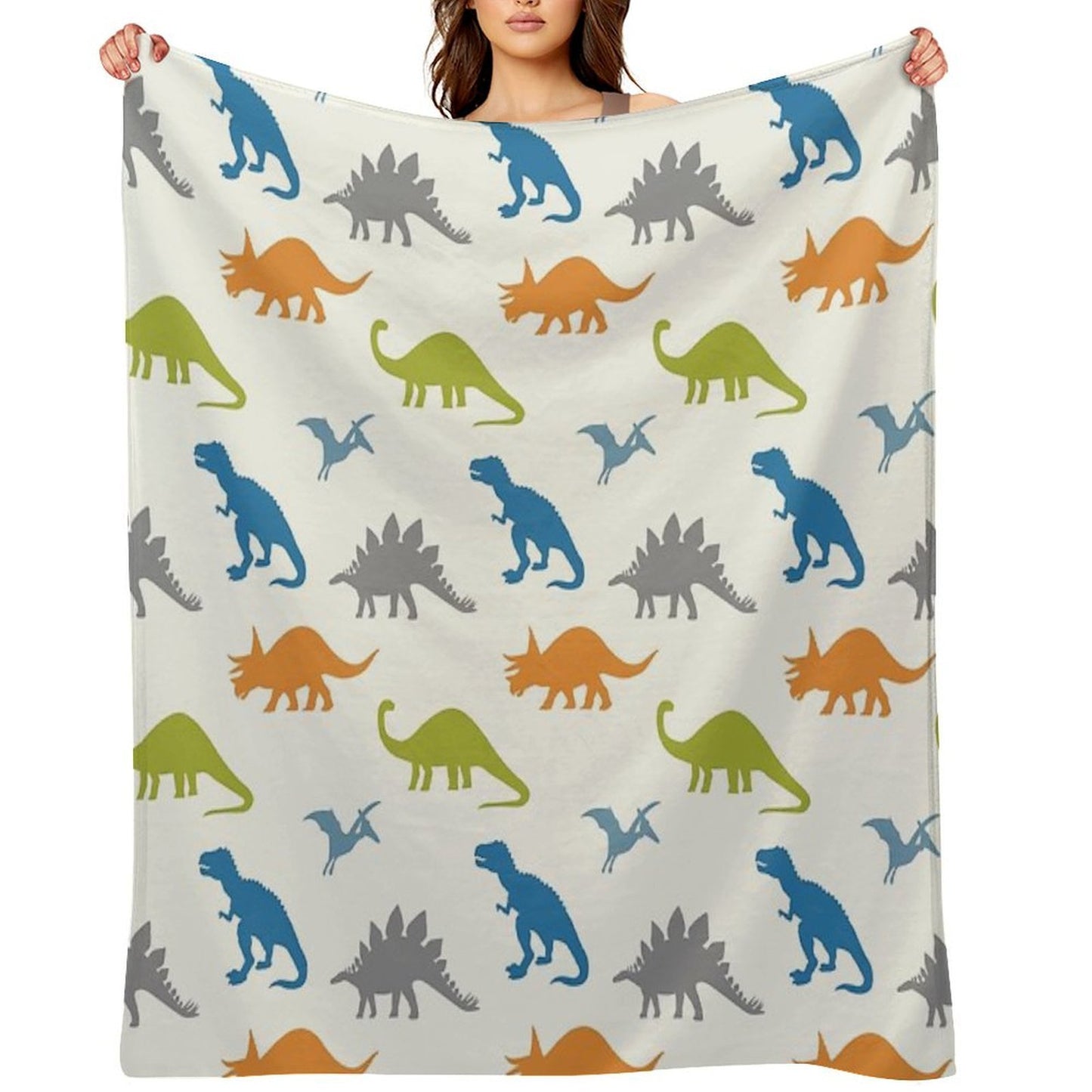 Primary Dinosaurs Throw Blanket