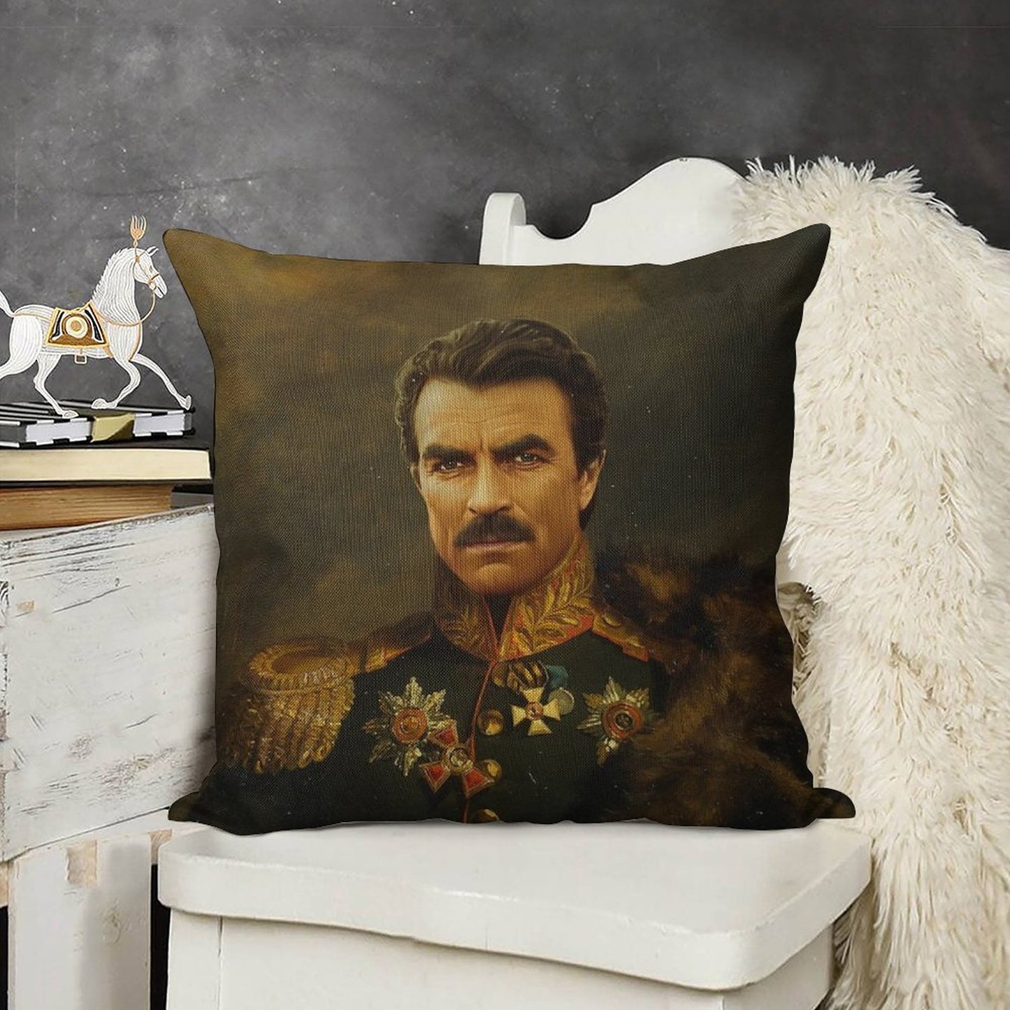 Tom Selleck - Replaceface Linen Throw Pillow Cover