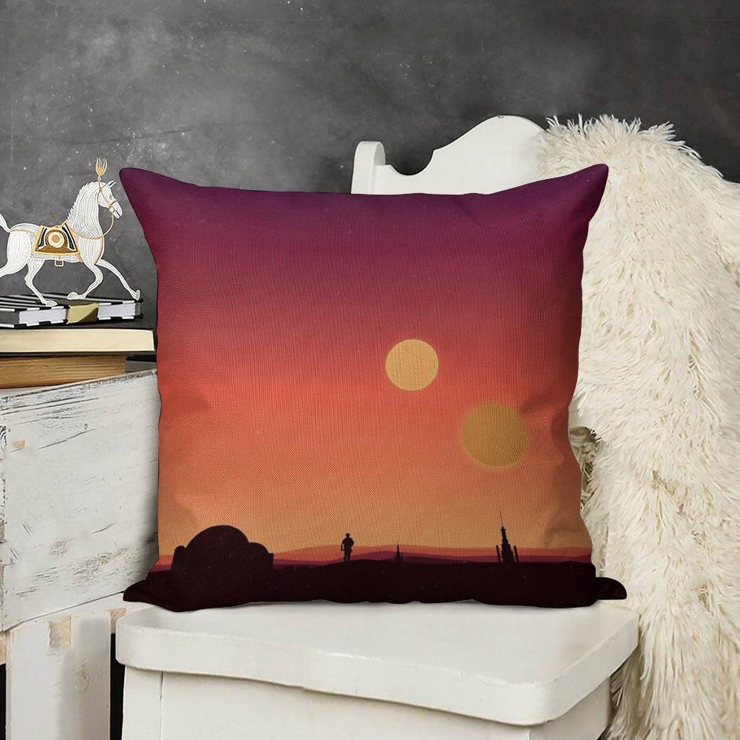 Tatooine Linen Throw Pillow Cover