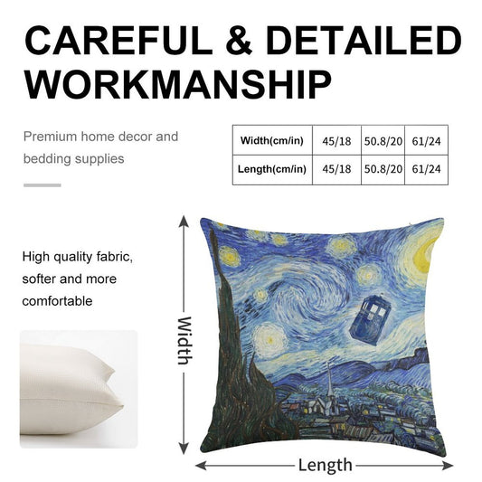 Vincent And The Doctor Linen Throw Pillow Cover