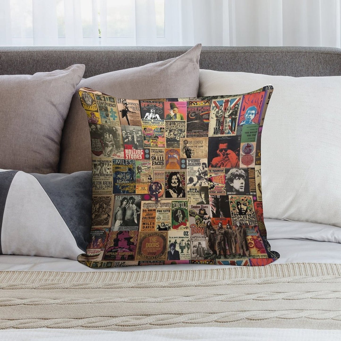 Rock N' Roll Stories Soft Hidden Zipper Throw Pillow