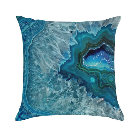 Teal Aqua Turquoise Blue Rock Agate Mineral Crystals Pattern Soft Anti-Pilling Throw Pillow