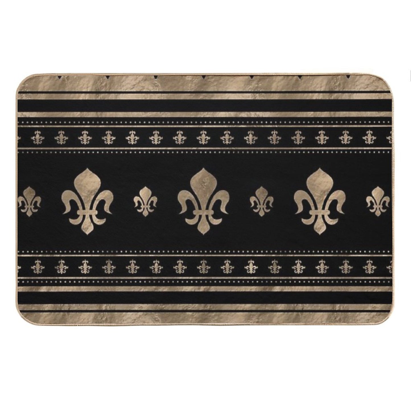 Fleur-de-lis Luxury Ornament - Black And Gold Bath Mat
