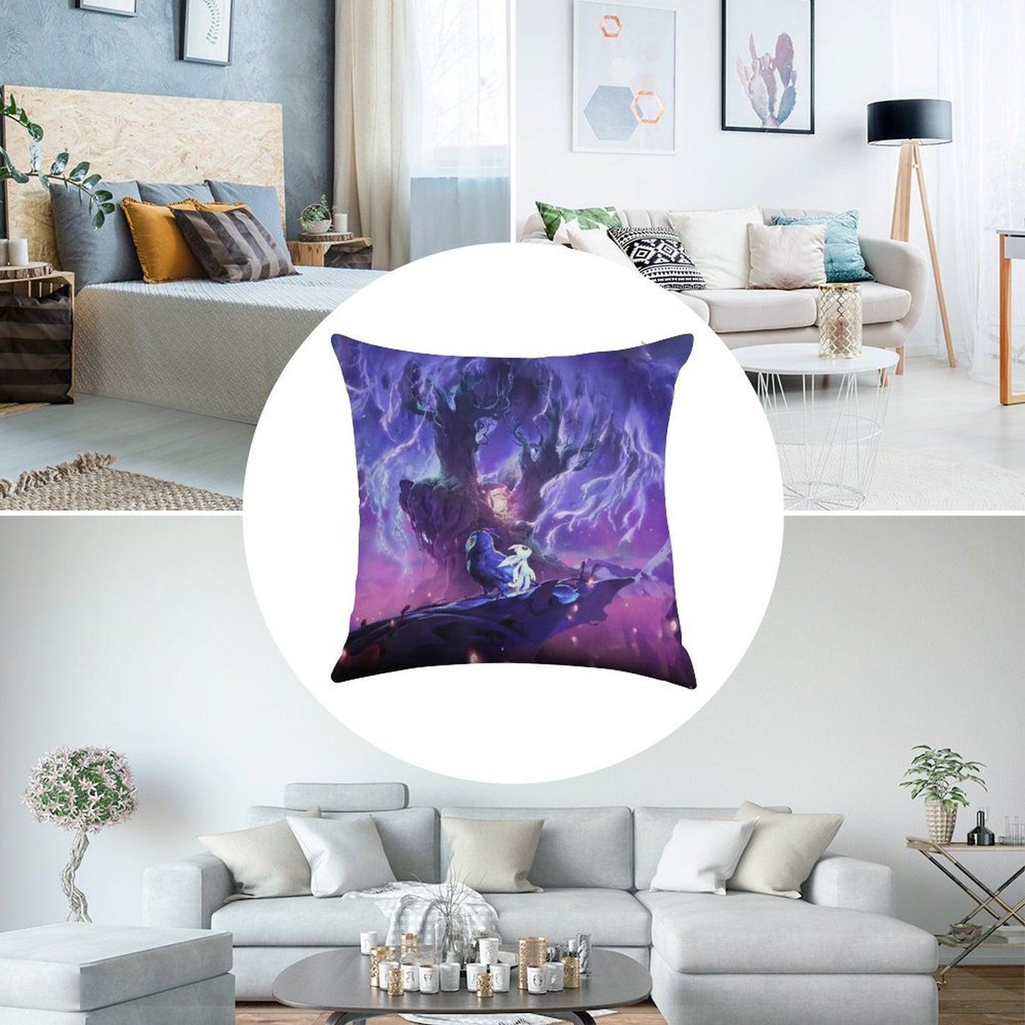 Ori Will of The Wisp Linen Throw Pillow Cover