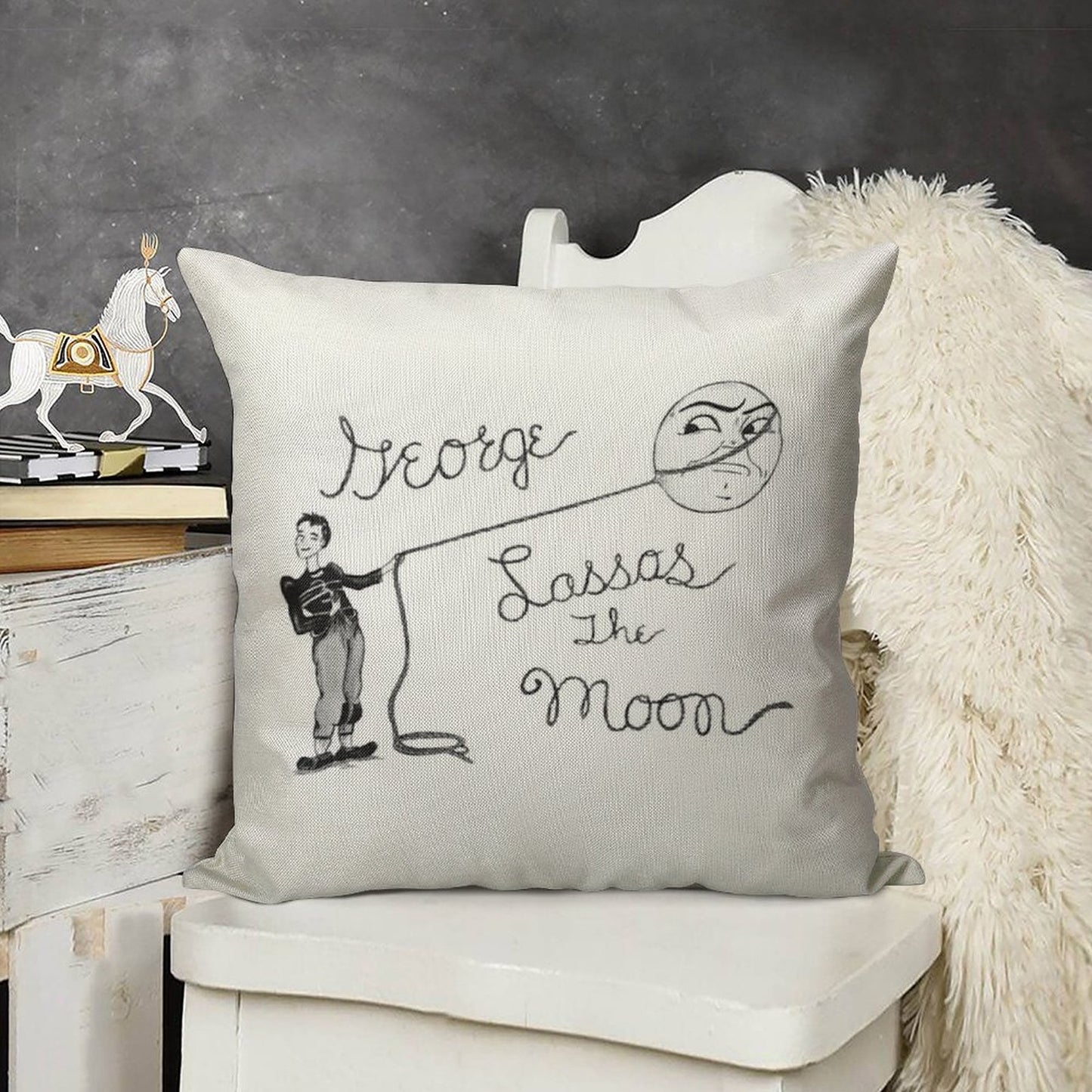 Moon Capture Linen Throw Pillow Cover