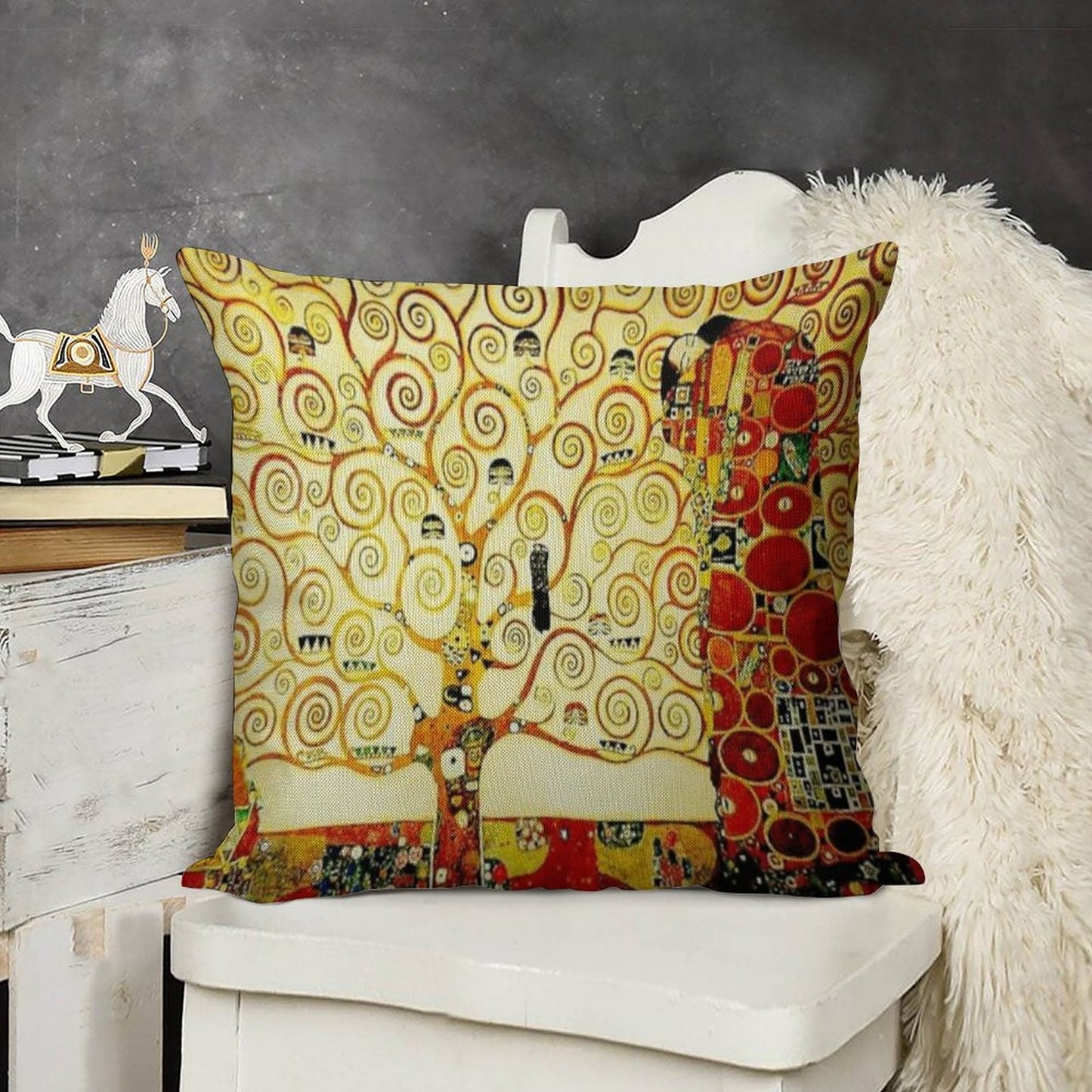 The Tree of Life by Gustav Klimt Art Nouveau Symbolism Linen Throw Pillow Cover
