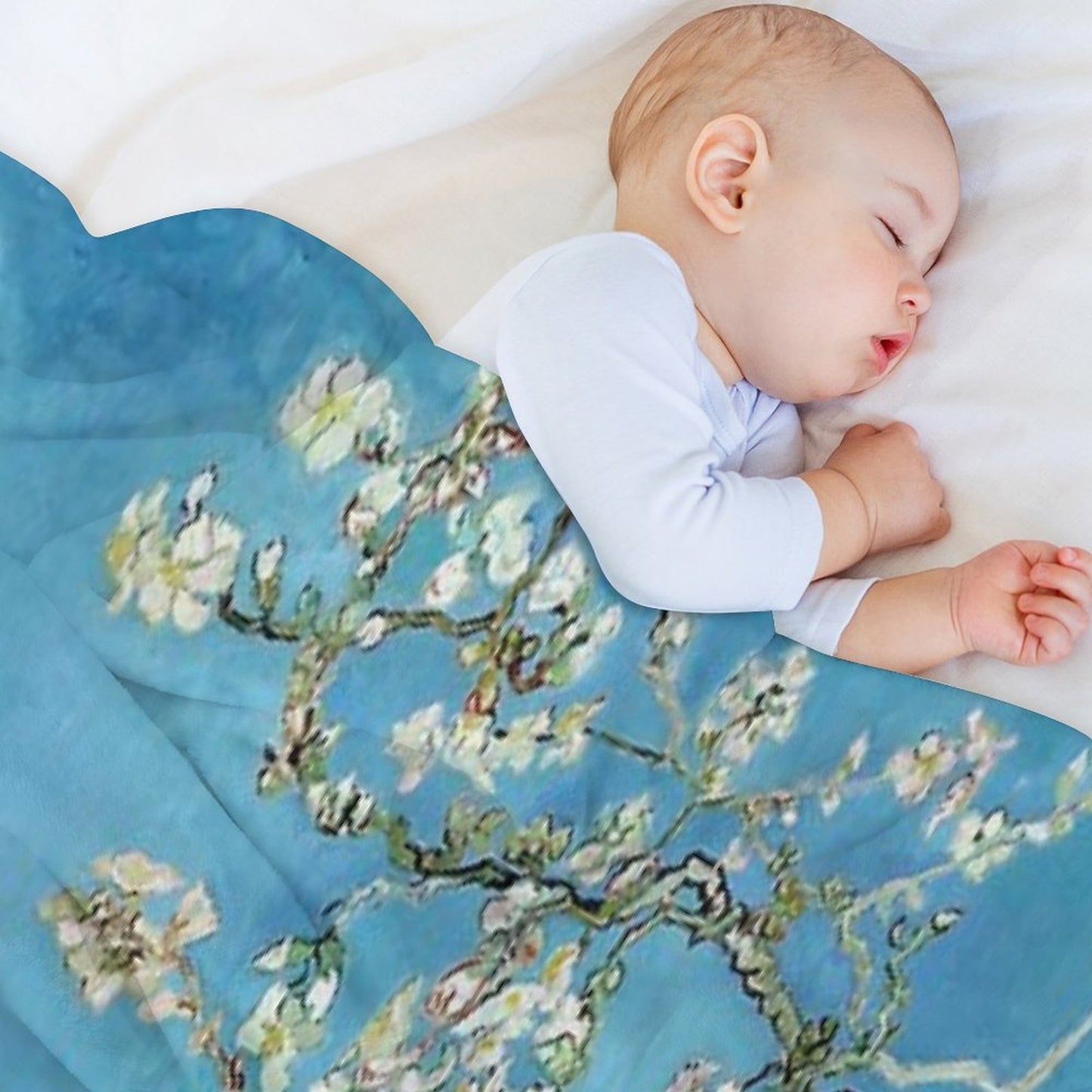 1890-Vincent Van Gogh-Almond Blossom-73.5x92 Throw Blanket