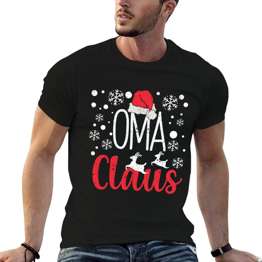Santa Funny Grandma Christmas Pajamas Xmas PJs Oma Claus Fade-proof Color T-Shirt
