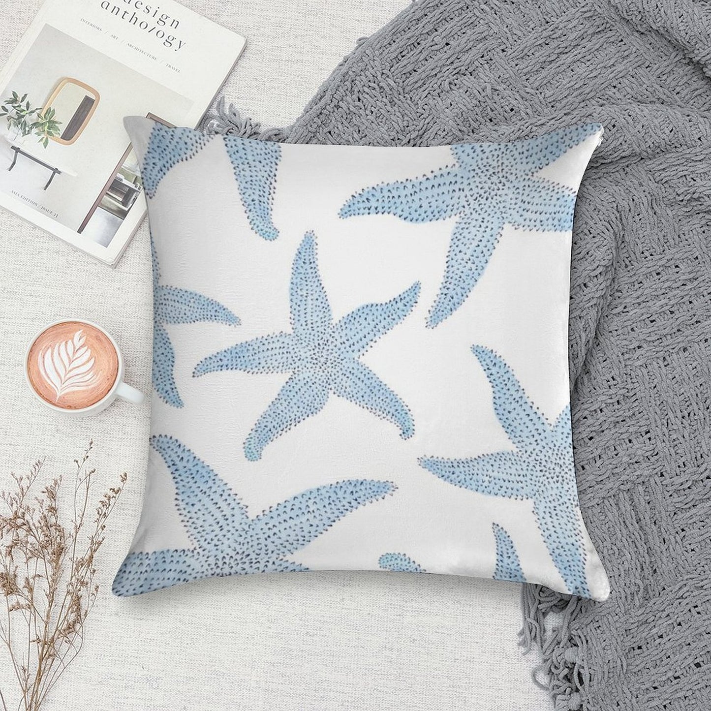 Dancing Blue Starfish Soft Style Accent Throw Pillow