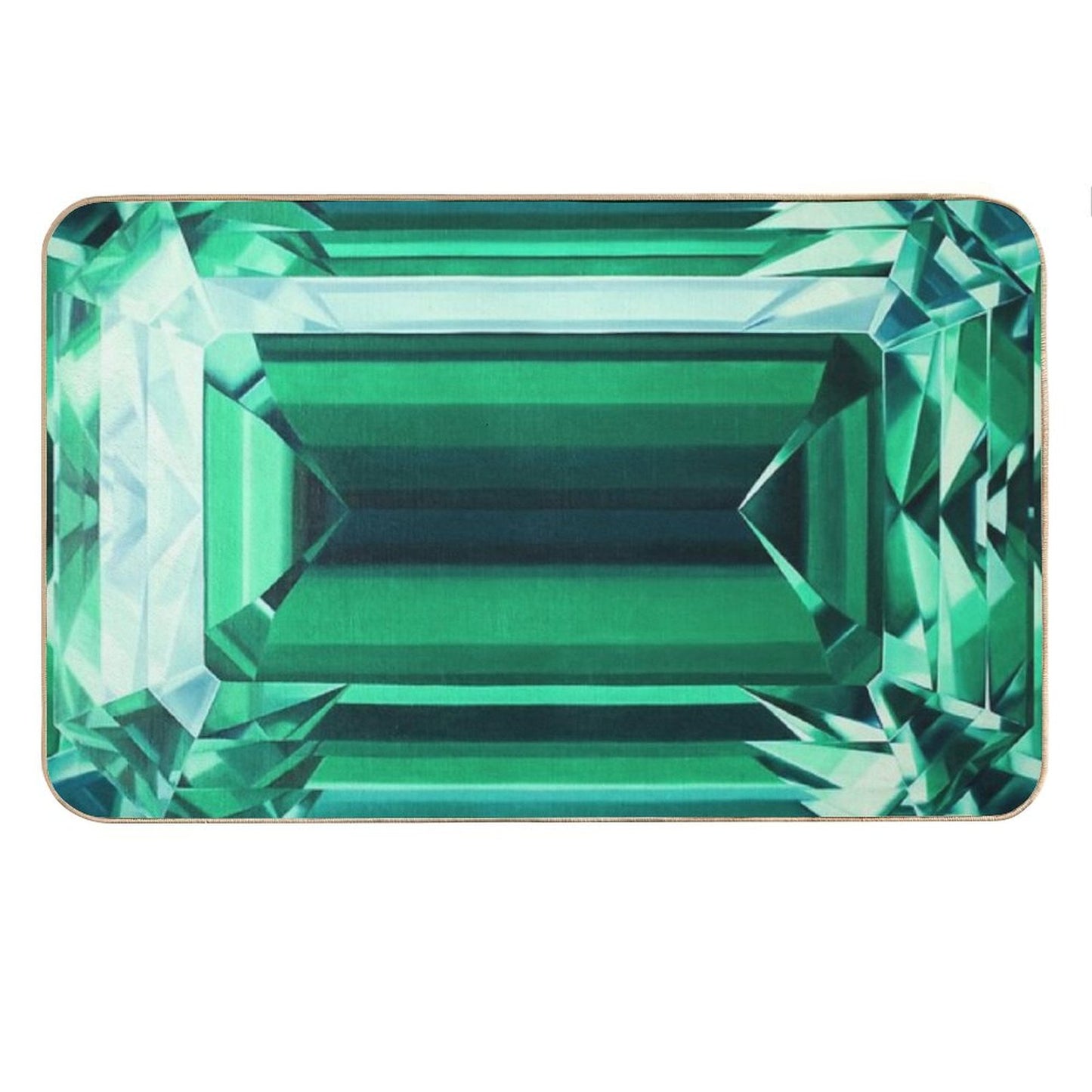 Colorful Gemstone Collection. Emerald Gem Hand-Painted Artwork Bath Mat