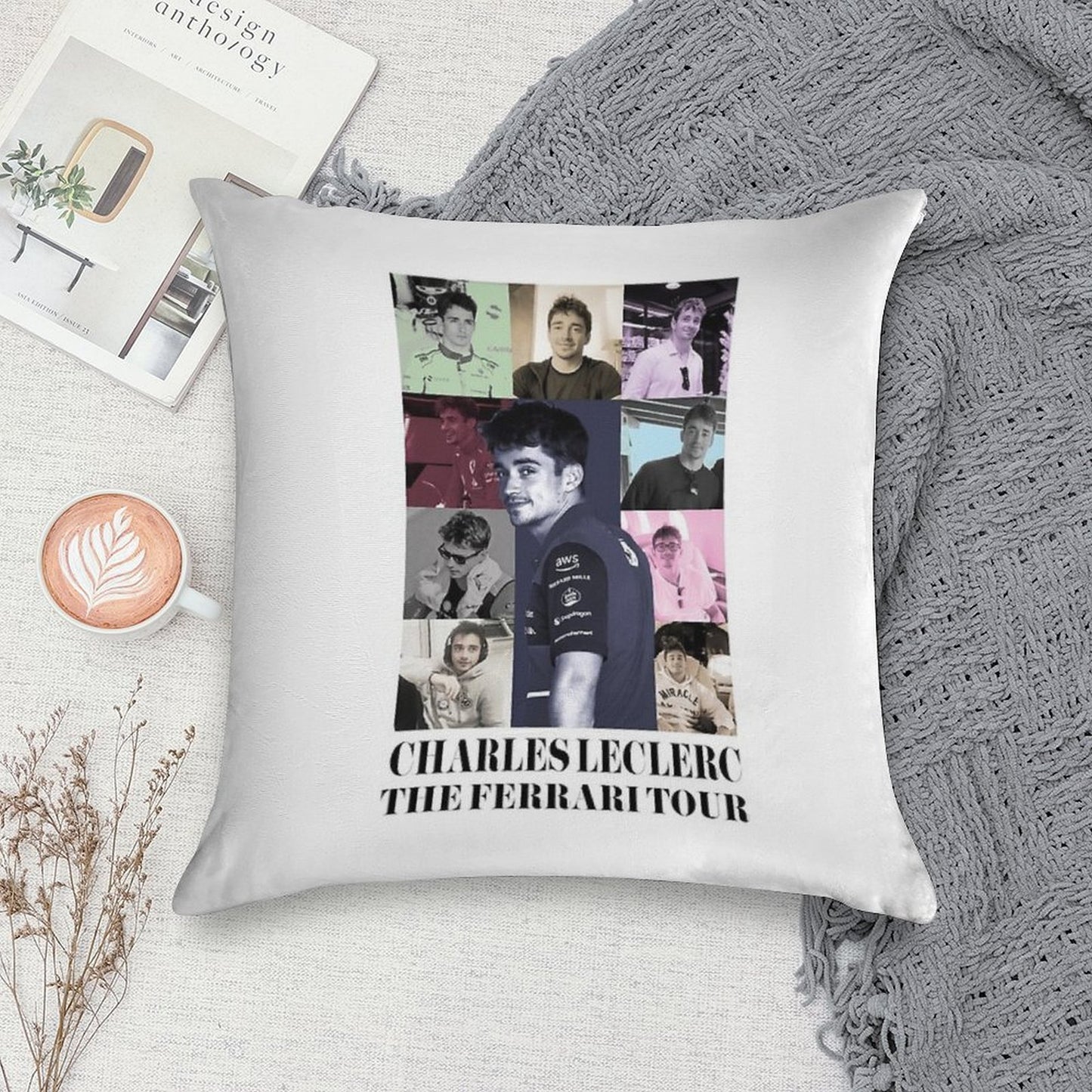 Charles Leclerc Eras Tour Soft Reinforced Edging Throw Pillow