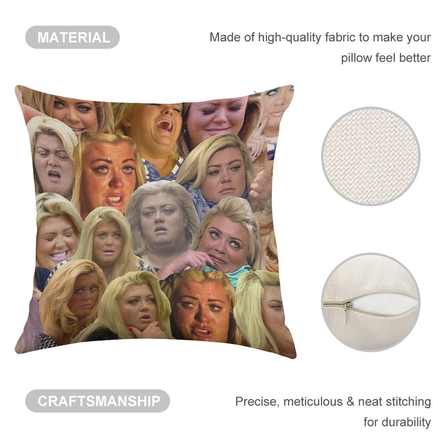 THE MANY MOODS OF GEMMA COLLINS Linen Throw Pillow Cover