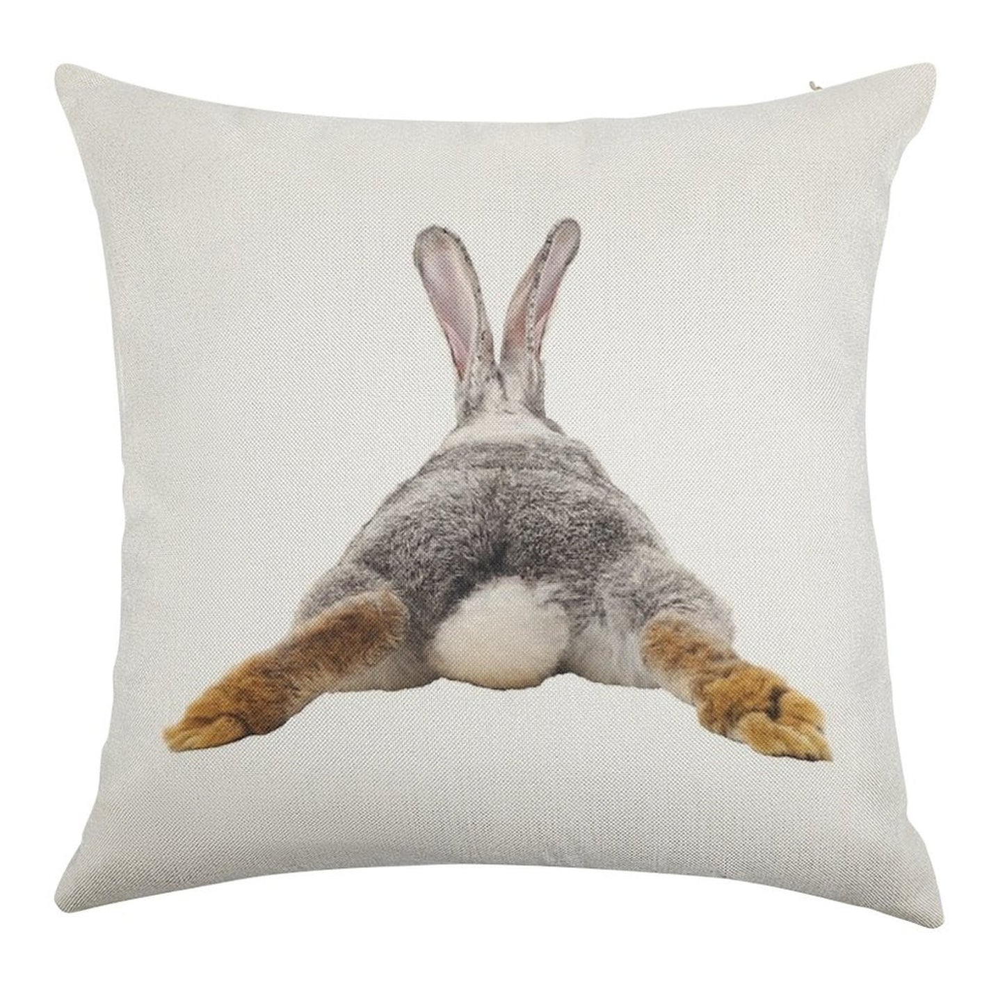 Cute Bunny Rabbit Tail Butt Image Picture Linen Throw Pillow Cover