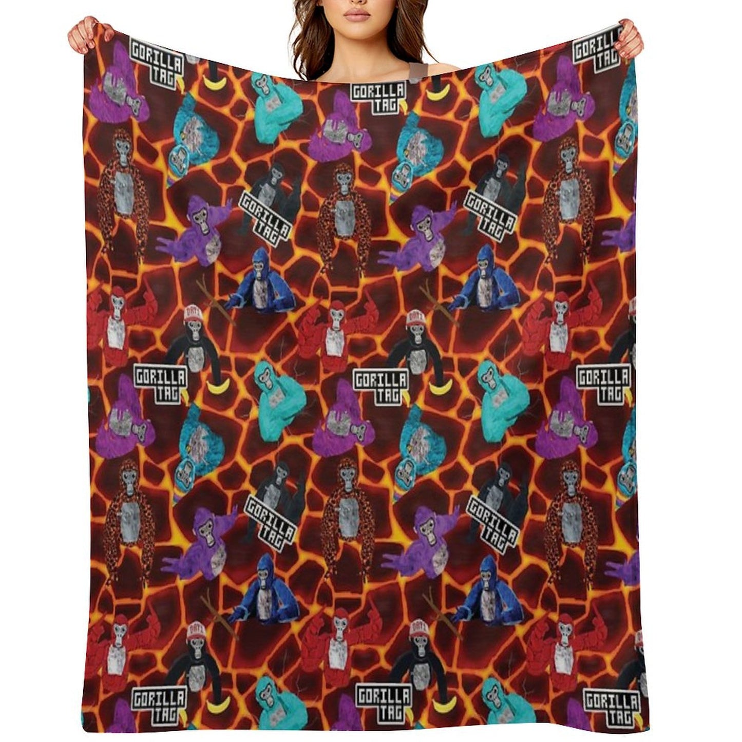 Gorilla Tag Lava Monke Party Throw Blanket