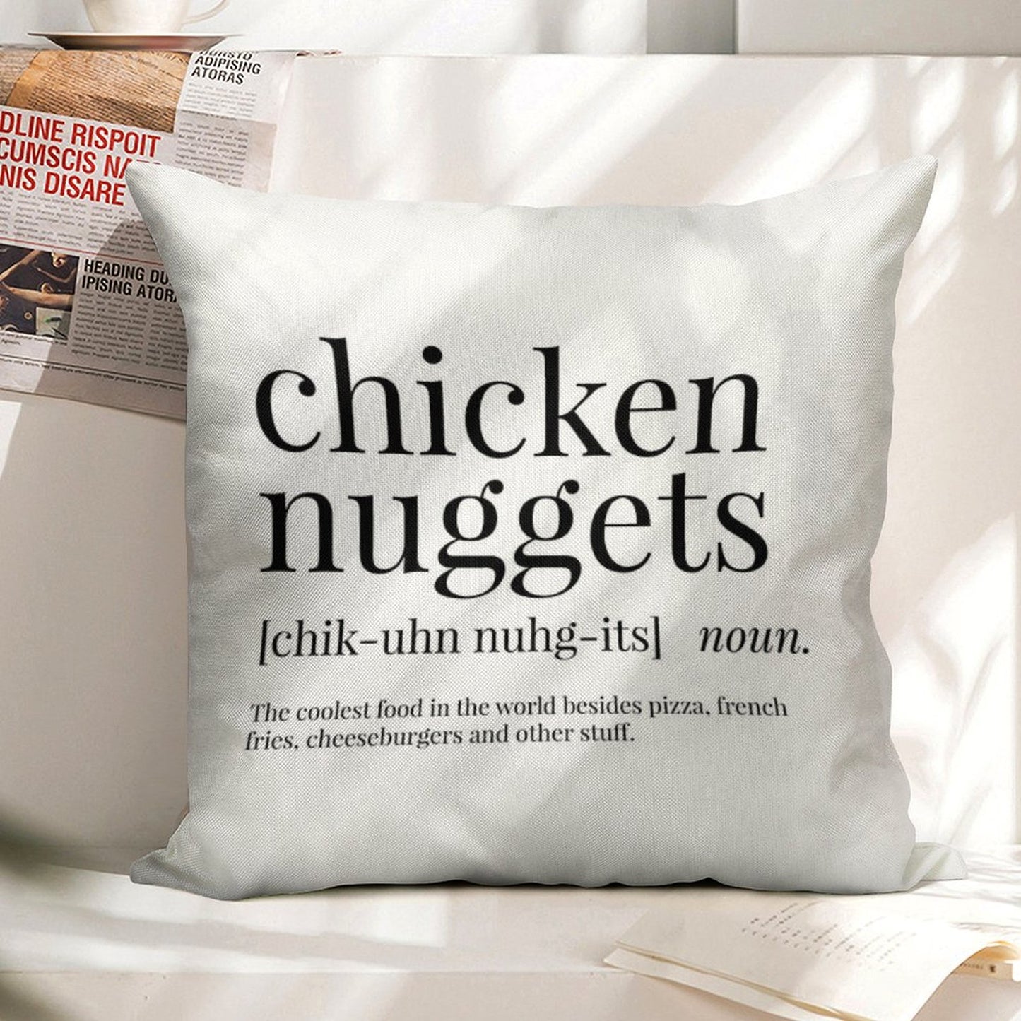 Chicken Nuggets Definition Linen Throw Pillow Cover