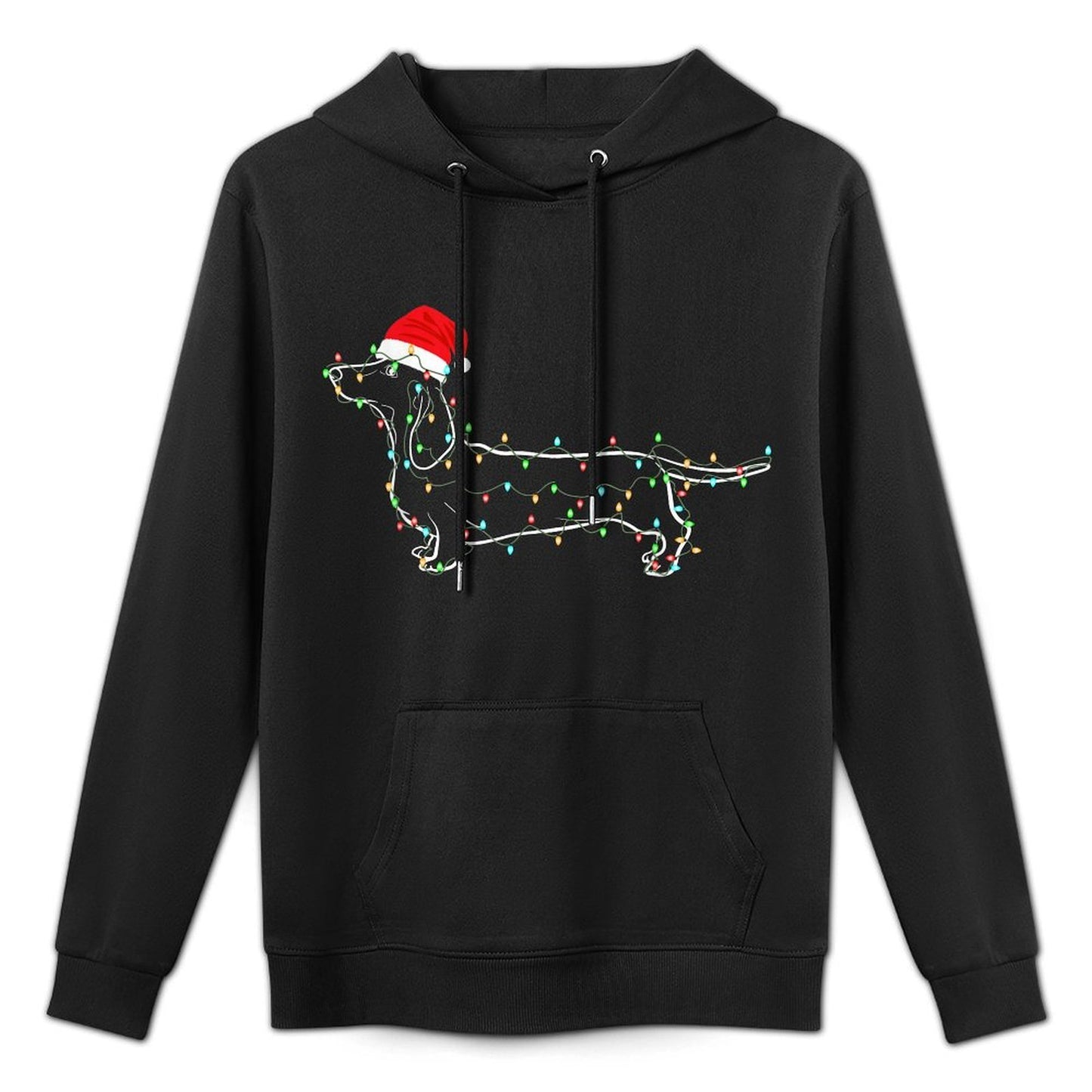 Dachshund Christmas Lights Santa Hat Xmas Dog Lover Machine Washable Hoodie