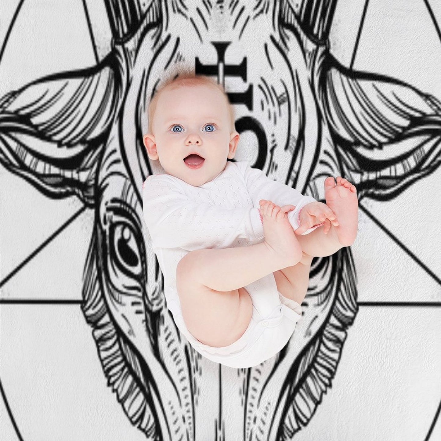 Baphomet Goat Head with Pentagram Occult Symbolism Or Satanist Symbols Throw Blanket