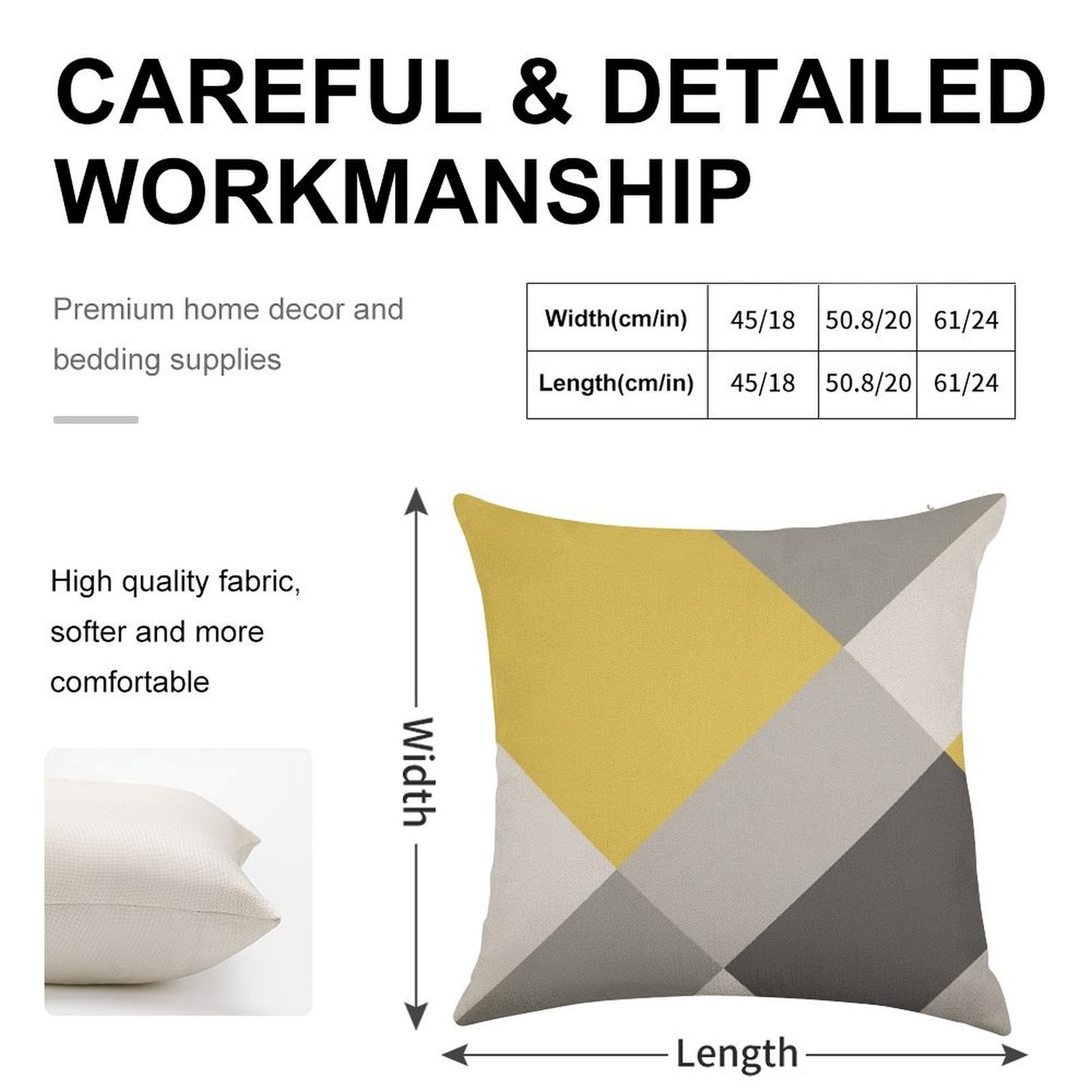 Mustard & Grey Patchwork Linen Throw Pillow Cover