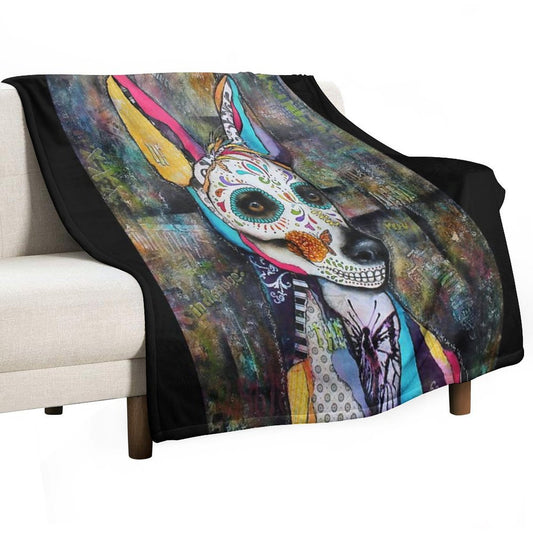 Xolo Mexican Hairless Dog Day of The Dead Throw Blanket