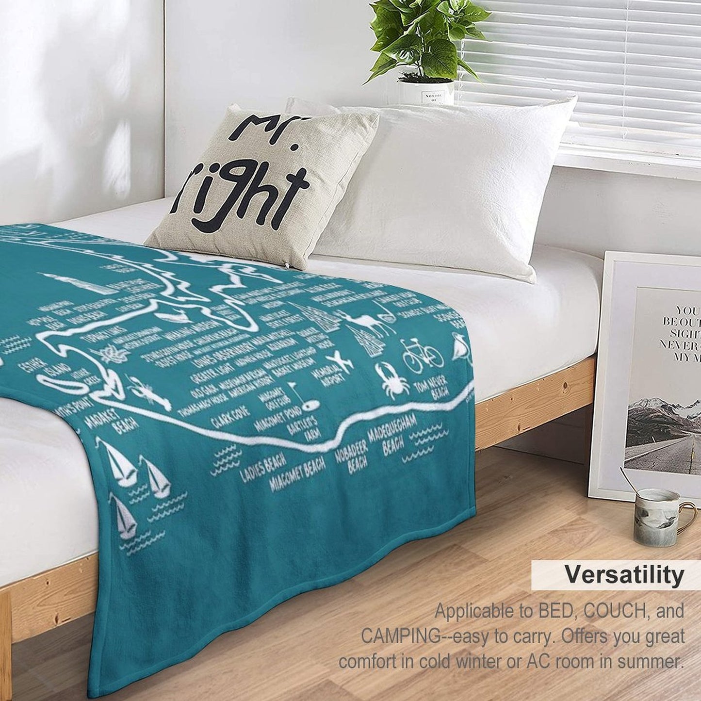 Nantucket Map Throw Blanket