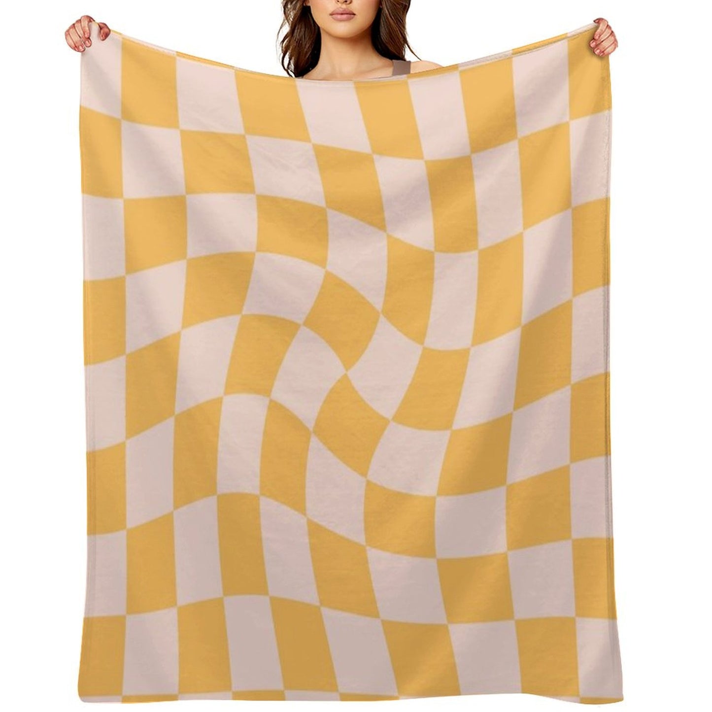 Check I - Yellow Twist Throw Blanket