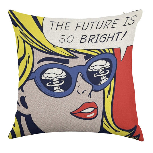 Pop Optimistic Girl Linen Throw Pillow Cover