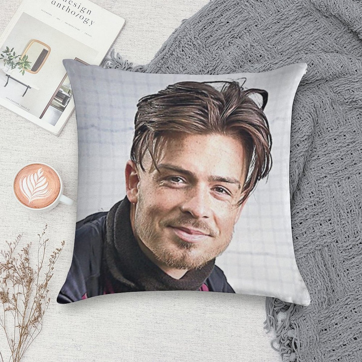 Jack Grealish Smile Soft Fade-Resistant Throw Pillow