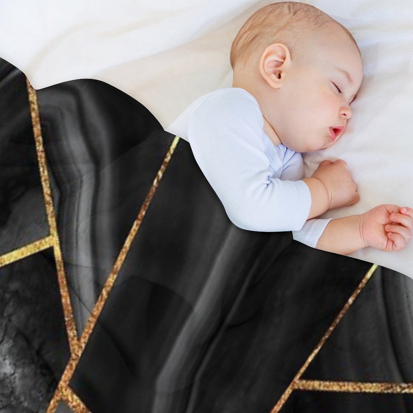 Black Night Agate Gold Geometric Glam #2 #geo #decor #art Throw Blanket