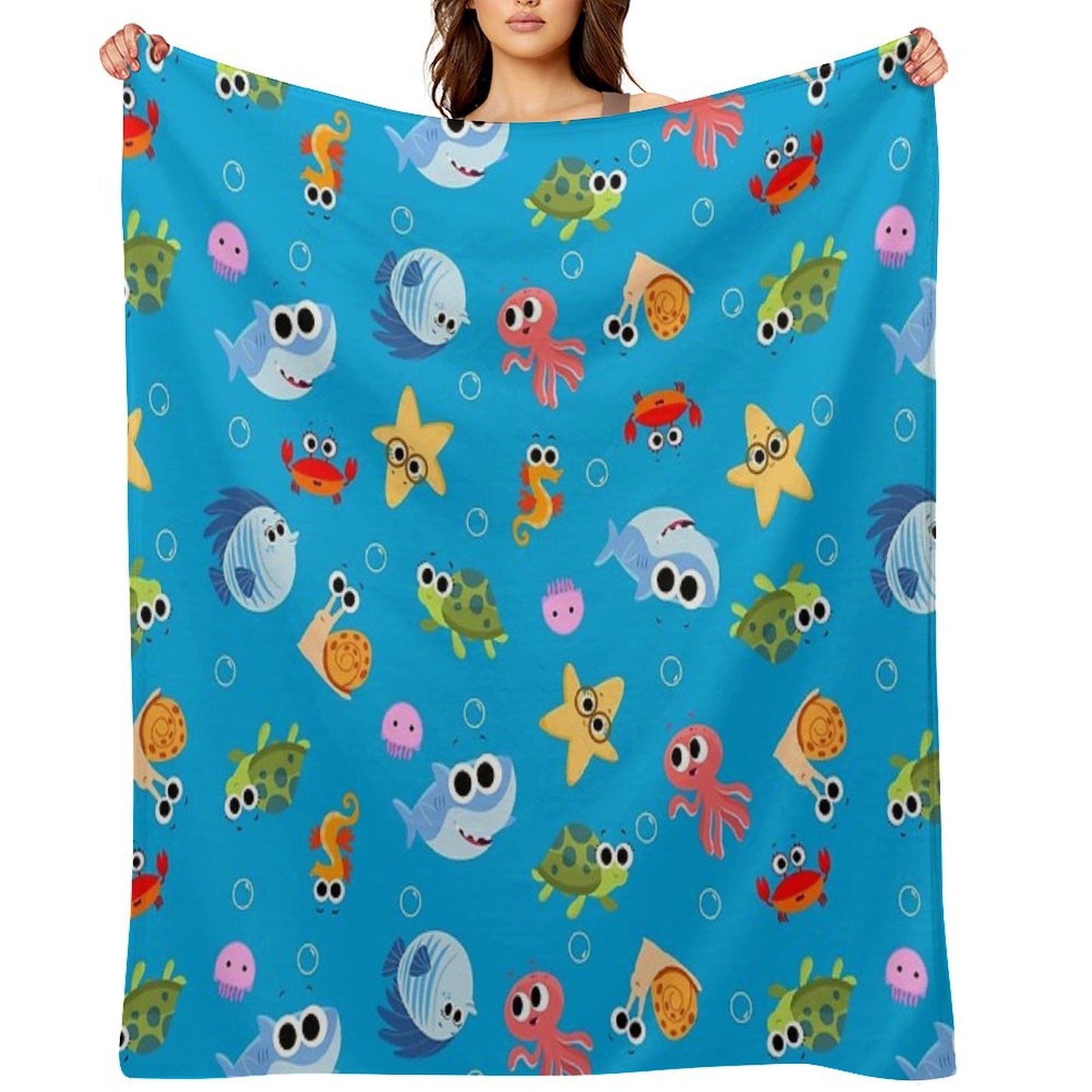 Finny The Shark Pattern 01 Throw Blanket