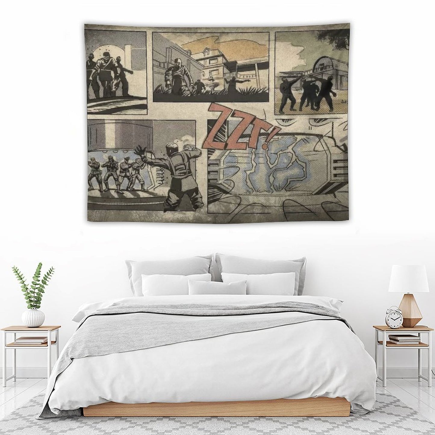 Zombies Loading Screen Comic Tapestry