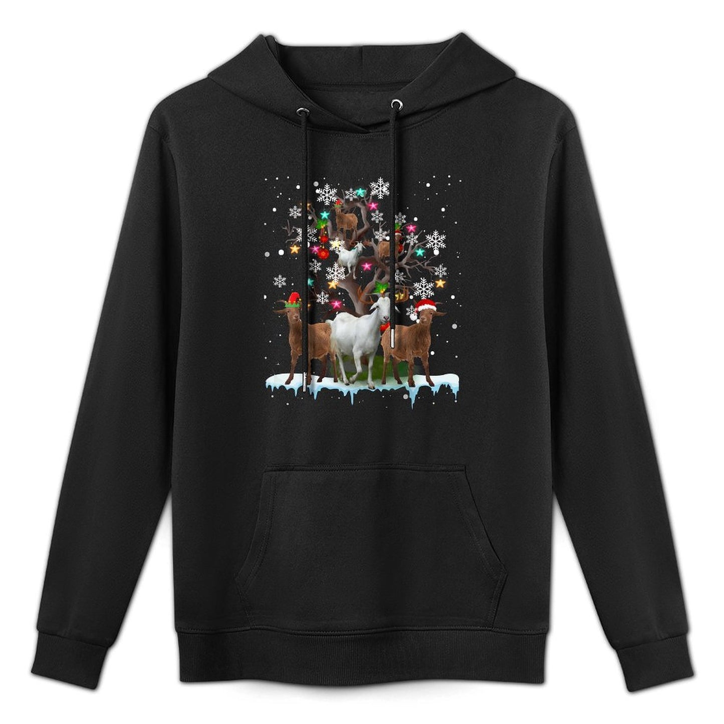 Christmas Goat On Tree Funny Santa Goat Lover Farmer Unisex Design Hoodie