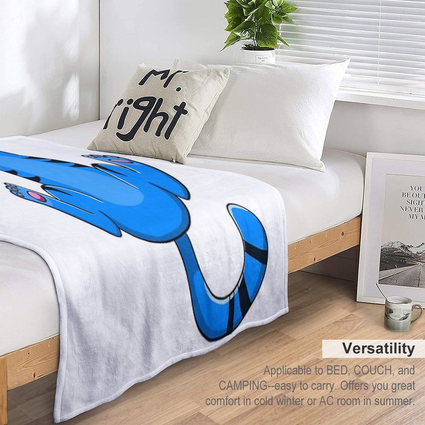 Playful Blue Tiger Cat Throw Blanket