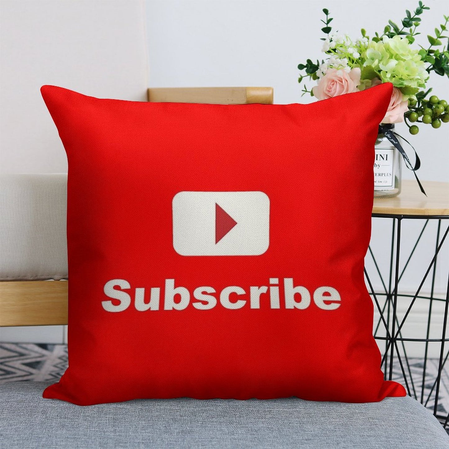 Youtube Channel Subscribe Linen Throw Pillow Cover