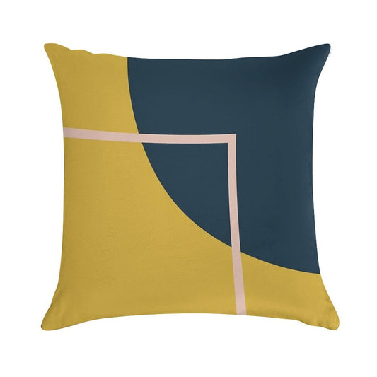Abstract Geometric Minimalist Navy Blue, Mustard Yellow, And Blush Pink Soft Skin-Friendly Throw Pillow