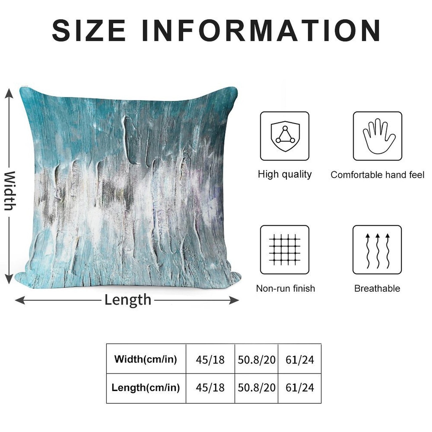 Ocean Teal And Blue Waves Abstract Soft Reinforced Edging Throw Pillow