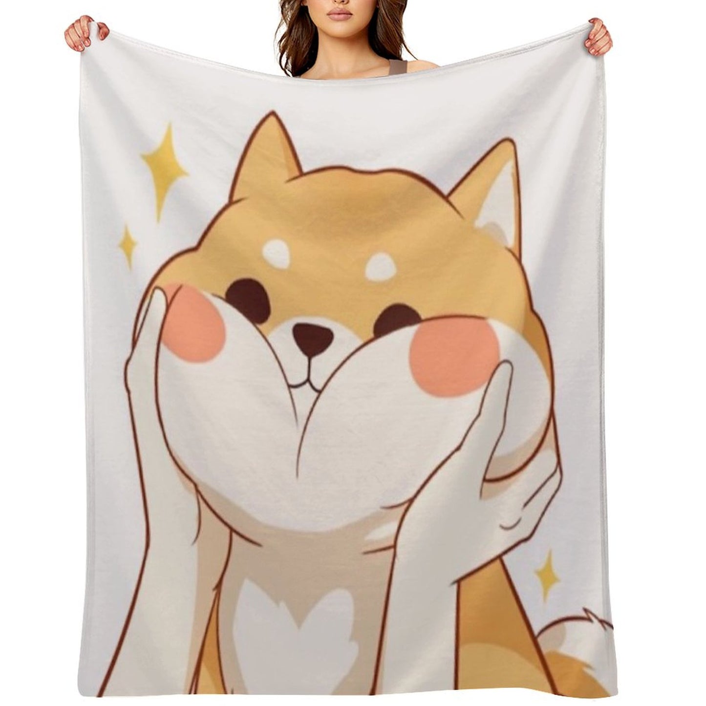 Kawaii Shiba Inu Throw Blanket
