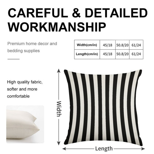 Black White Striped Pillow Cushion Cover Skirt Linen Throw Pillow Cover