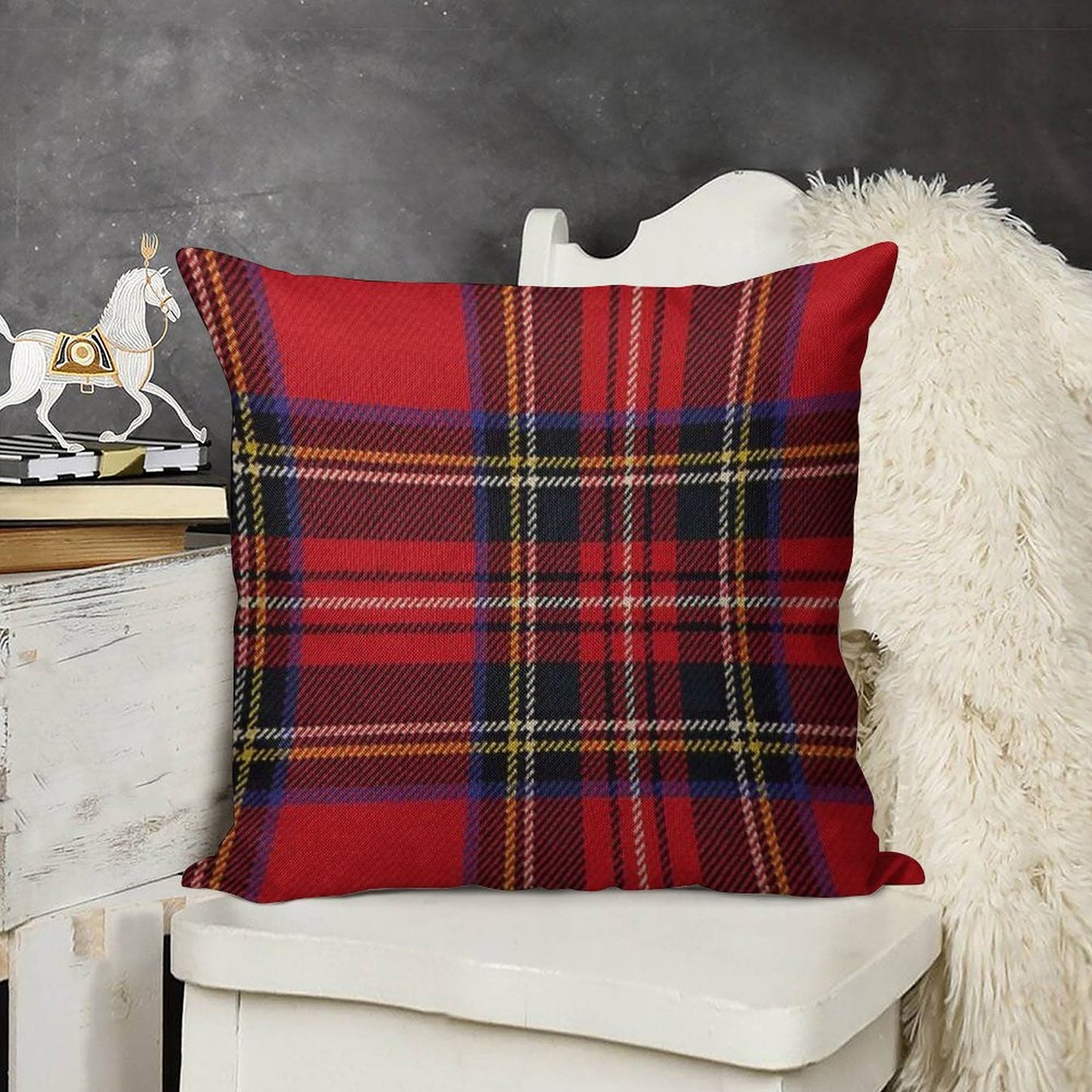 Traditional Royal Stewart Scottish Tartan Linen Throw Pillow Cover
